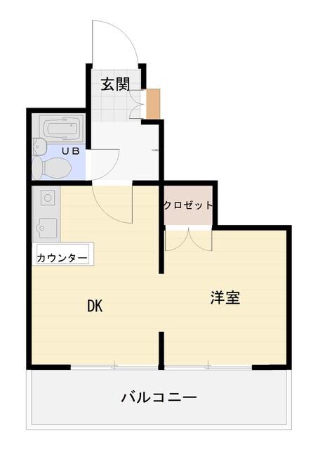 信開グランドハイツ・ヴァンヴェール(1DK/4階)の間取り写真
