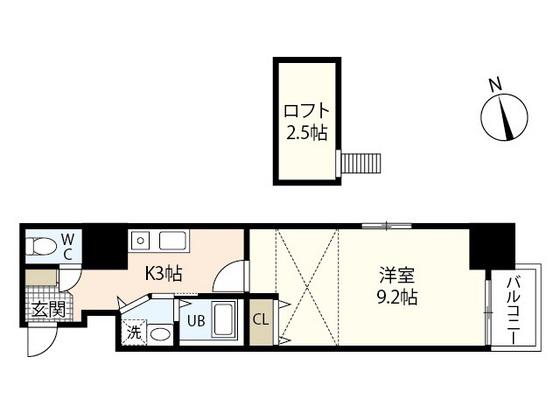 グラビスコート紙屋町(1K/8階)の間取り写真