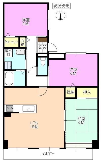 TWINマンション 東和(3LDK/2階)の間取り写真