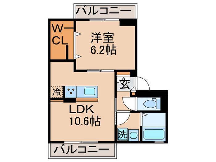 ヴァールハイト(1LDK/1階)の間取り写真