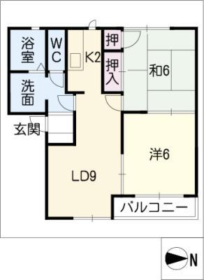 イーグルハイツ(2LDK/1階)の間取り写真