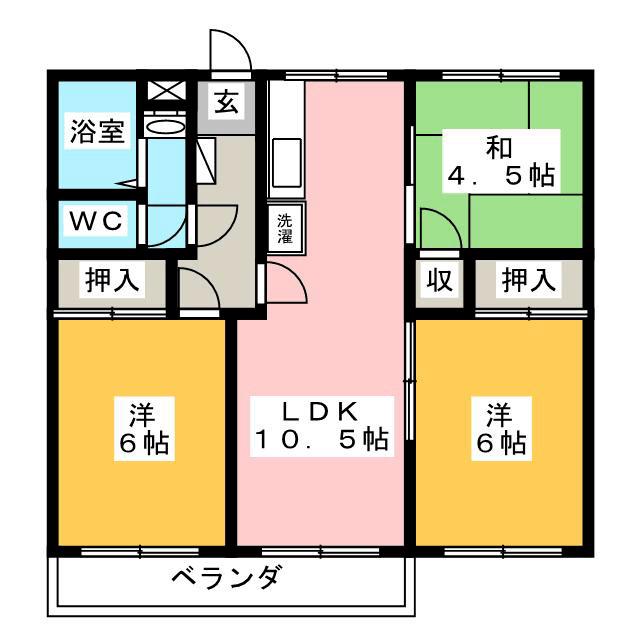 ニューライフマンション八王子(3LDK/4階)の間取り写真