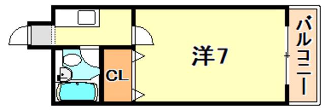 パームスハイツ(1K/1階)の間取り写真