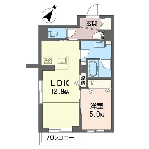 ナヴィヤ ド ソレイユ(1LDK/1階)の間取り写真