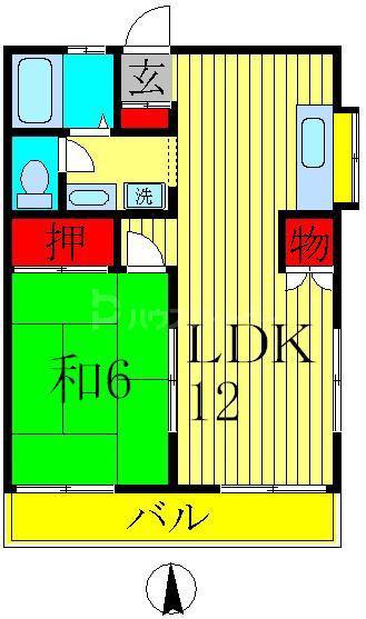 コーポ竹之内B棟(1LDK/2階)の間取り写真