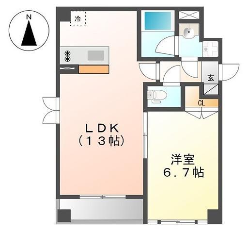 グランディール松平武蔵(1LDK/2階)の間取り写真