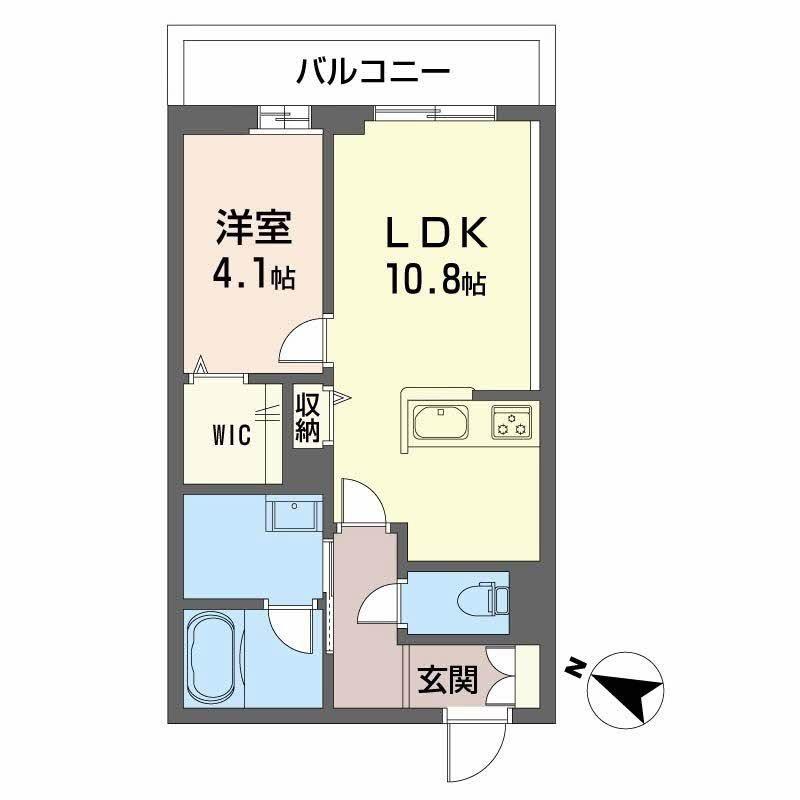 PARADISO本荘(1LDK/2階)の間取り写真