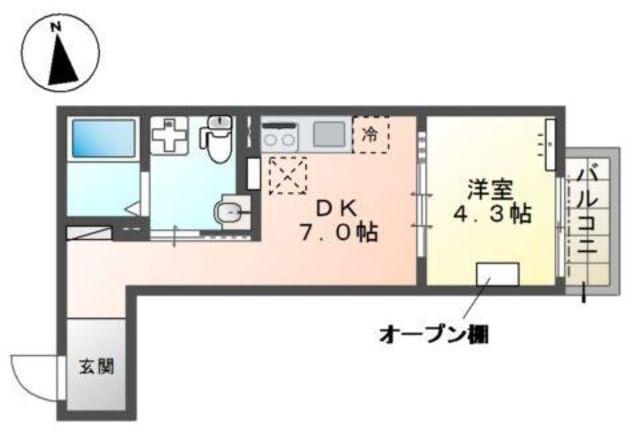 八王子市北野町マンション工事(1DK/1階)の間取り写真