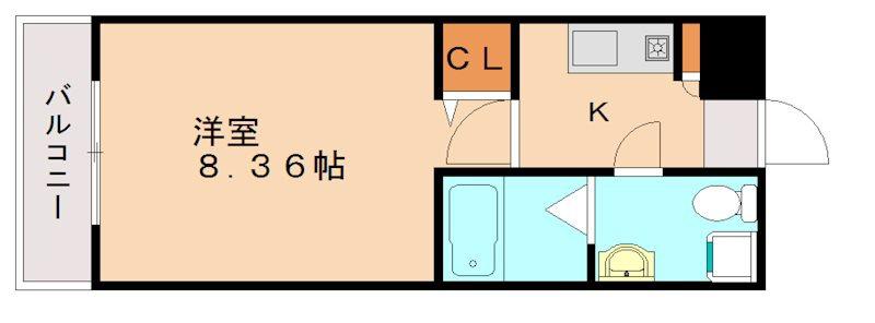 スクエア西大橋(1K/3階)の間取り写真