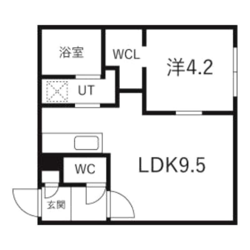 BELL COURT発寒南(1LDK/4階)の間取り写真