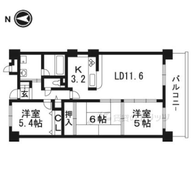 カムフォーラII(3LDK/2階)の間取り写真