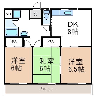 アクセル三河安城(3DK/4階)の間取り写真