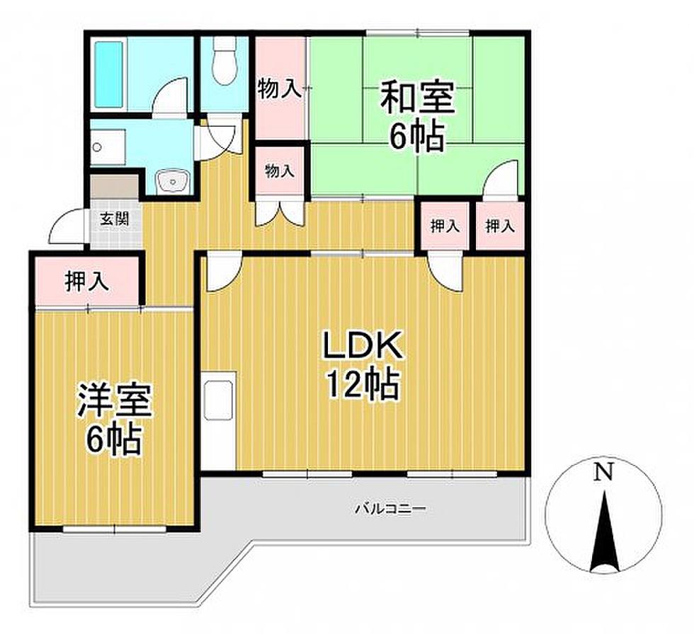 グリーンハイツ飯田(2LDK/2階)の間取り写真