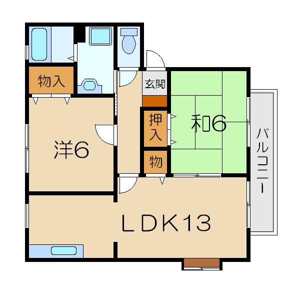 プレセジュール(2LDK/1階)の間取り写真