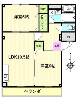 BRAVERYII(2LDK/3階)の間取り写真