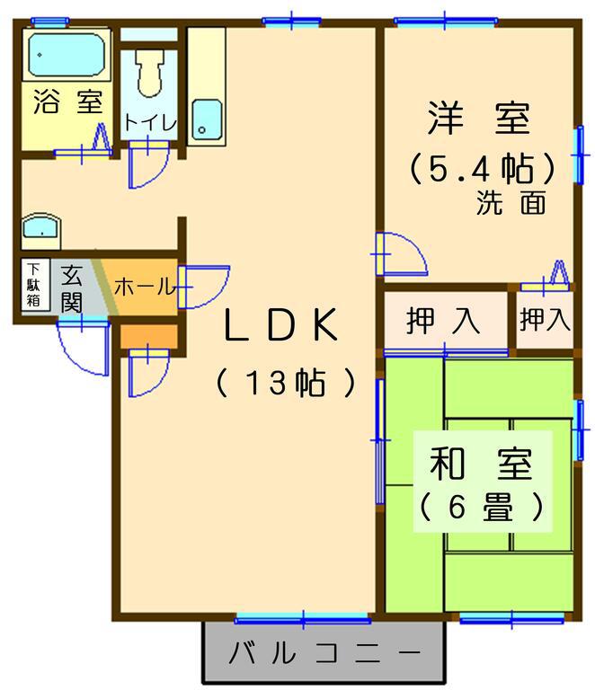 ルミエールA(2LDK/1階)の間取り写真