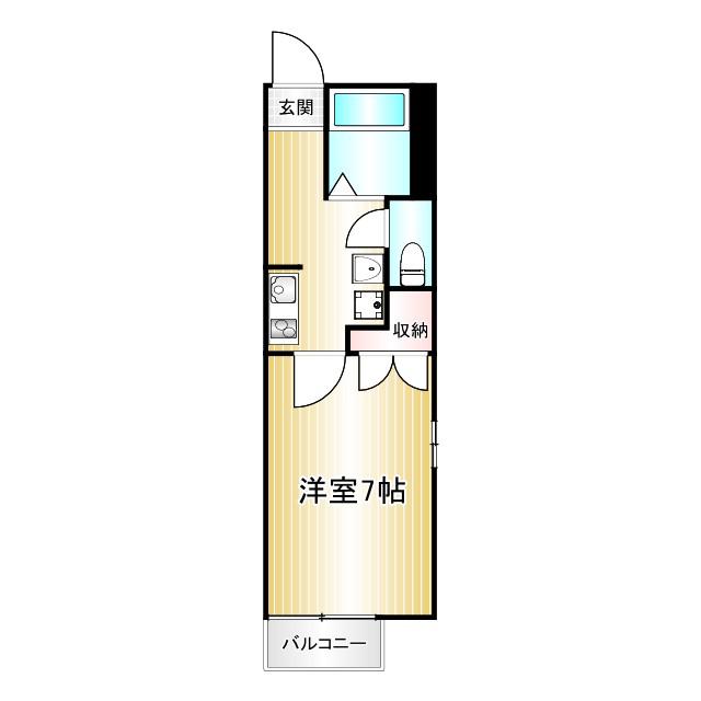 メインチェリー2(1K/2階)の間取り写真