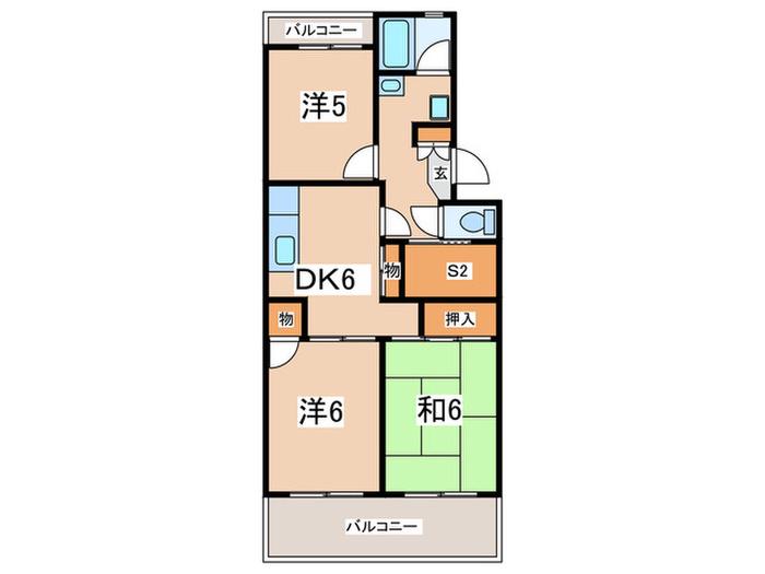 メゾン広田II(3SDK/1階)の間取り写真