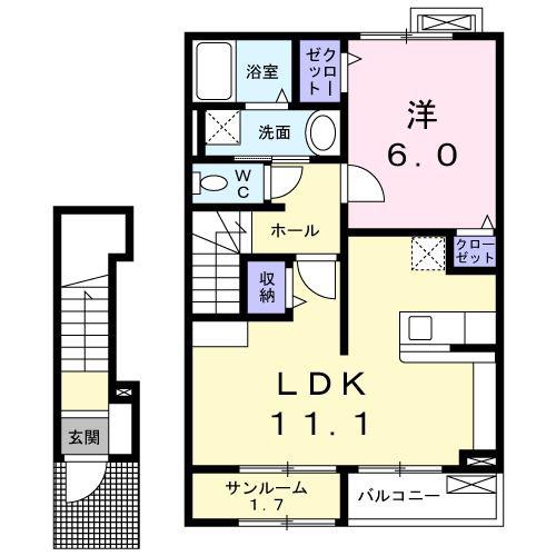 ベル・パ-クスA(1LDK/2階)の間取り写真