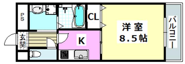 アンプルールクラージュ別府(1K/2階)の間取り写真