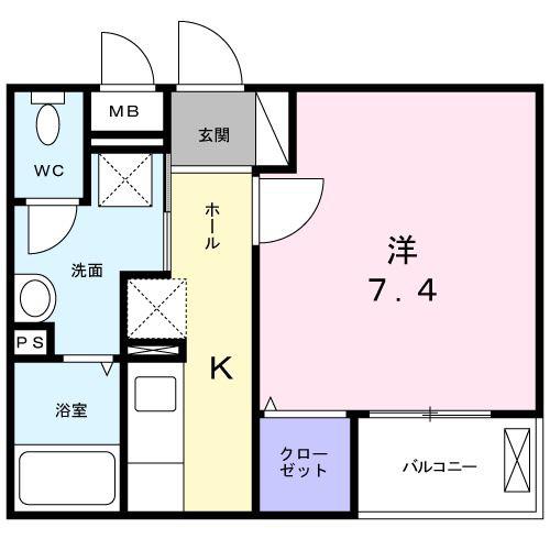シェーネ(1K/2階)の間取り写真