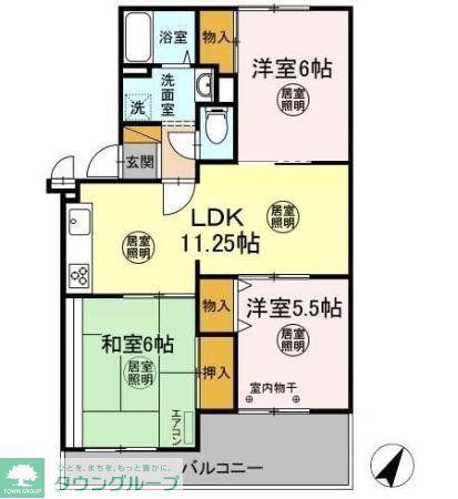 サンモールオガワ(3LDK/1階)の間取り写真