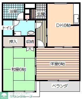 ハイツ丸川(2DK/1階)の間取り写真