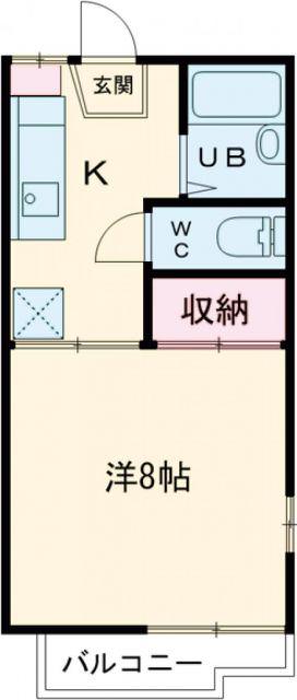 昴ハイツB(1K/2階)の間取り写真