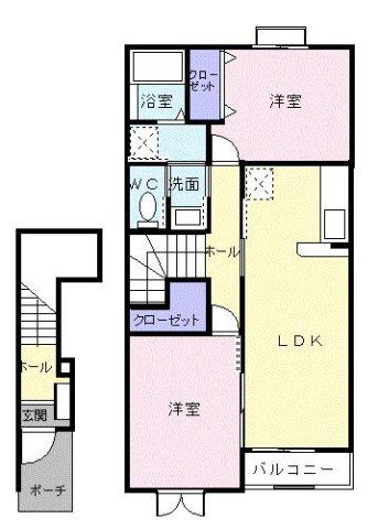 フォルトーナII(2LDK/2階)の間取り写真