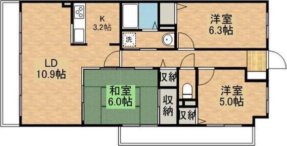 ドルチェ若草(3LDK/1階)の間取り写真