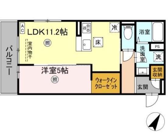 PREMILIFE下郡東(1LDK/3階)の間取り写真