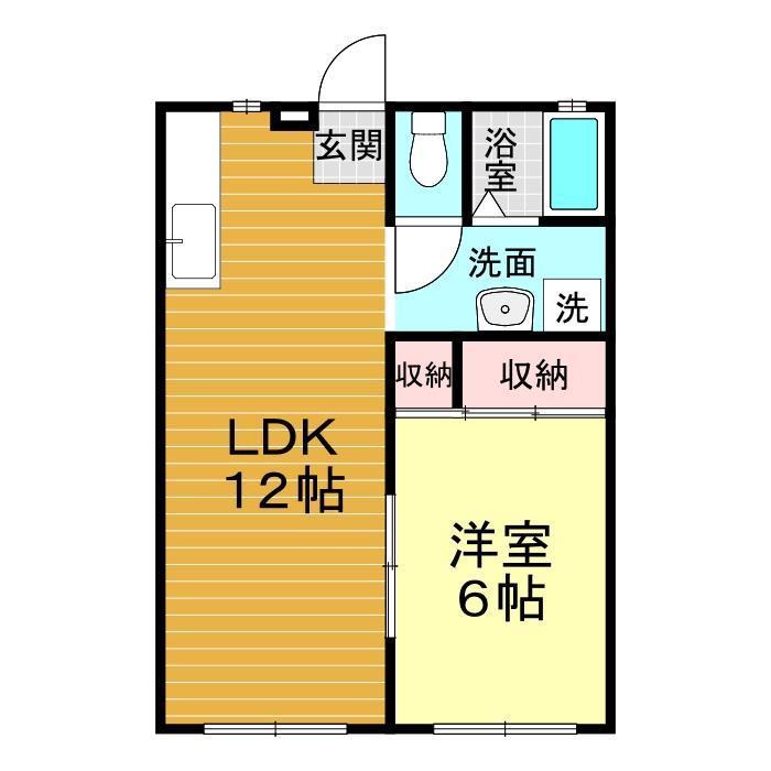 ゆぁパレス C棟(1LDK/1階)の間取り写真
