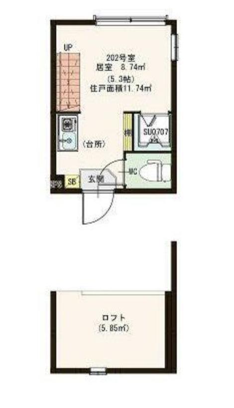 パルメゾン二子新地(ワンルーム/2階)の間取り写真