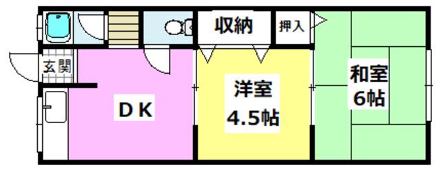 総持寺神吉文化(2DK/2階)の間取り写真