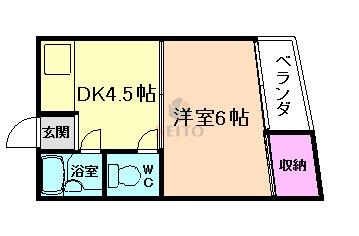 大淀マンション(1DK/3階)の間取り写真