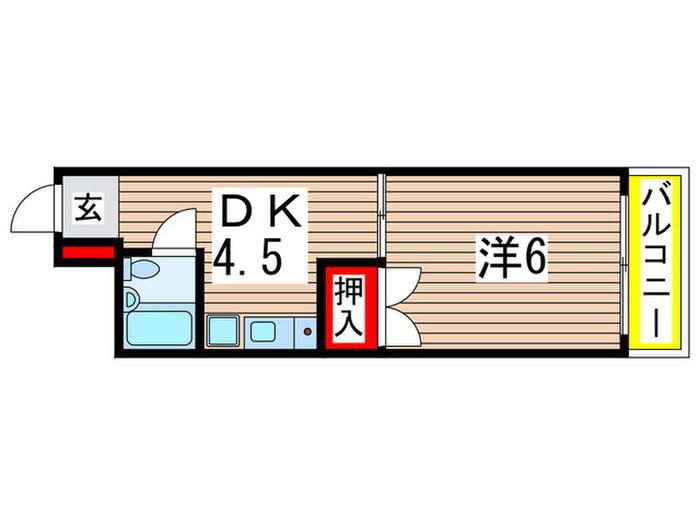 グリーンランド千葉中央(1DK/5階)の間取り写真