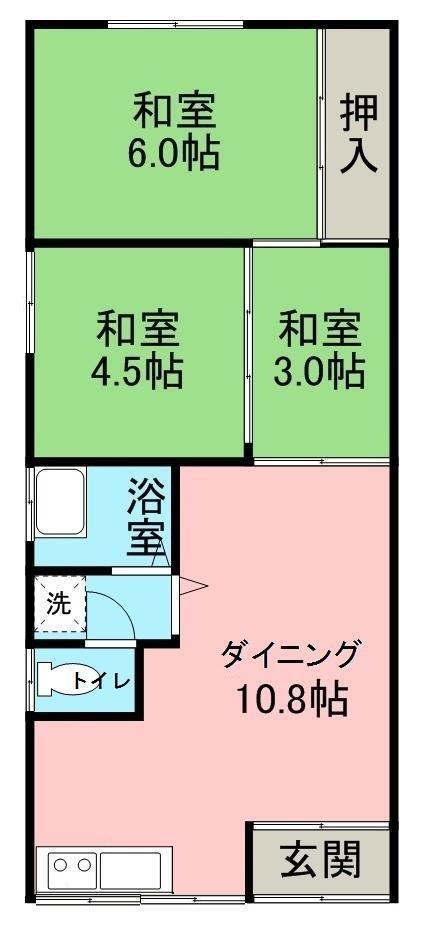 中央マンション(2DK/1階)の間取り写真