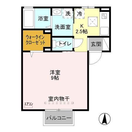ゴールドパストラルII(1K/2階)の間取り写真