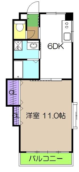 ドリームハウス2(1DK/4階)の間取り写真