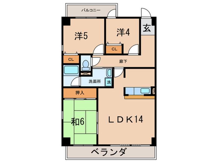 マンションヴィーガ(3LDK/2階)の間取り写真