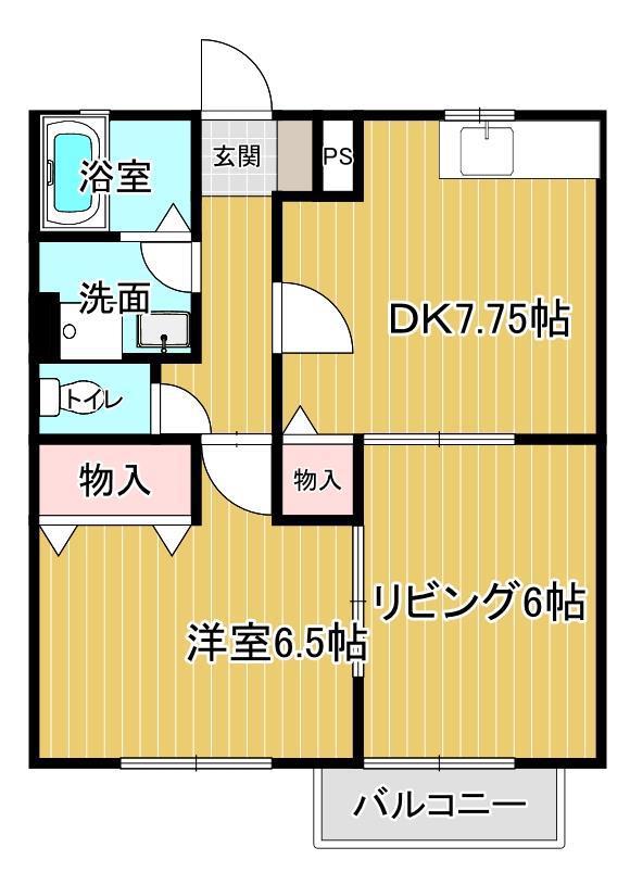 フラワーハイツ(2DK/2階)の間取り写真
