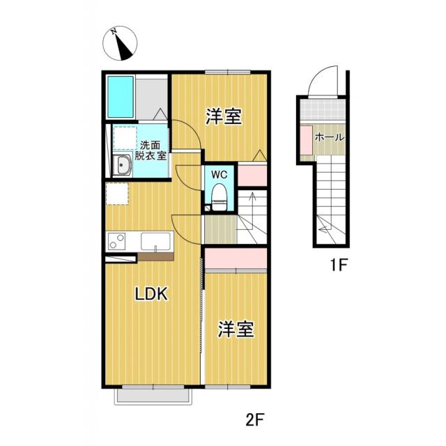 ハイムメゾン八木山南(2LDK/2階)の間取り写真