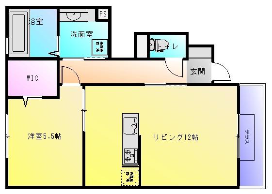 ルミエール東太子(1LDK/1階)の間取り写真