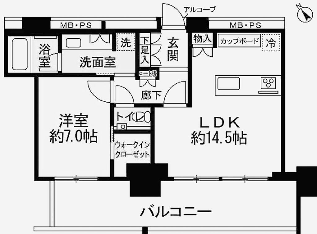 グランドメゾンTHE池下ガーデンタワー(1LDK/27階)の間取り写真