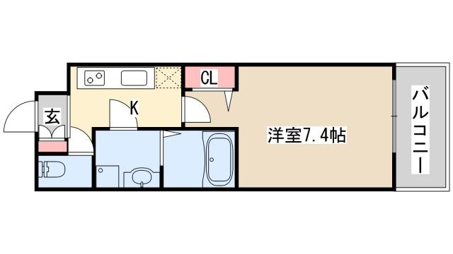 レジュールアッシュ神戸元町(1K/2階)の間取り写真