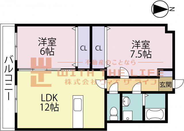 プロスペールS6(2LDK/4階)の間取り写真
