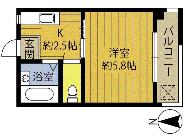 ライフハイツ(1K/3階)の間取り写真