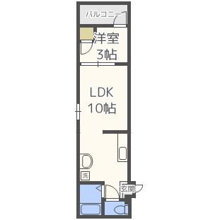 アフロディーテ別府(1LDK/2階)の間取り写真