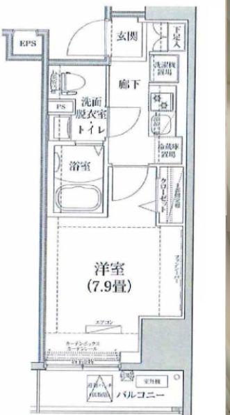 ルフレ深川イースト(1K/4階)の間取り写真
