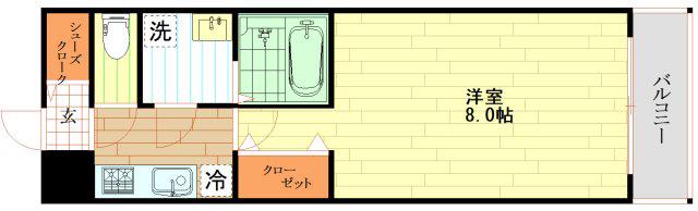 MELDIA CREST TAPP NAMBA ウエスト(1K/14階)の間取り写真